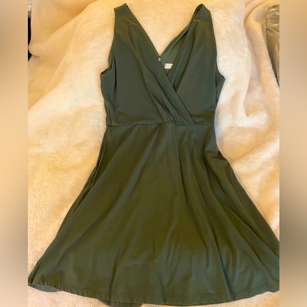 Ann Taylor LOFT V-Neck Dress-Olive Green (14)